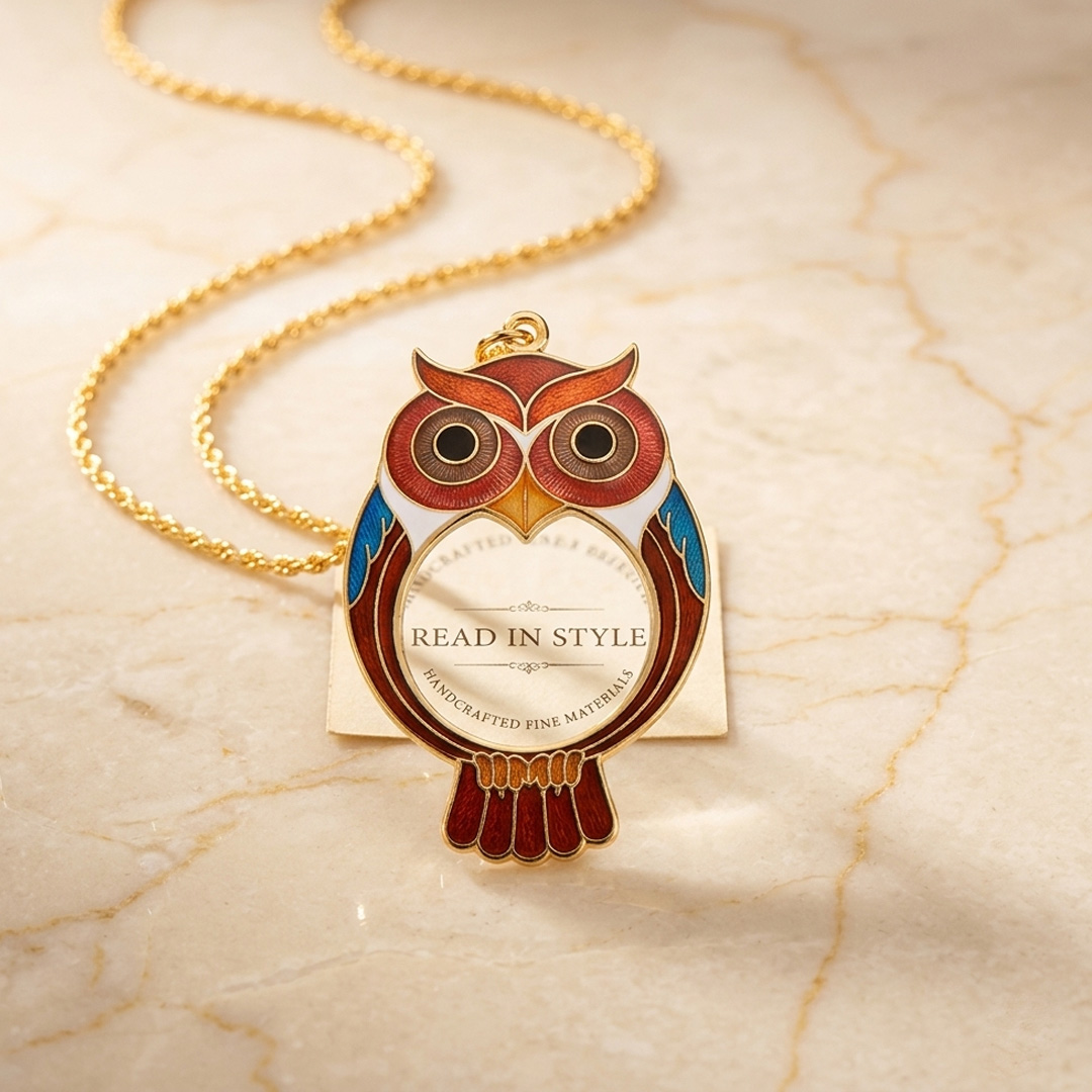 Hard Enamel Owl Magnifier Necklace